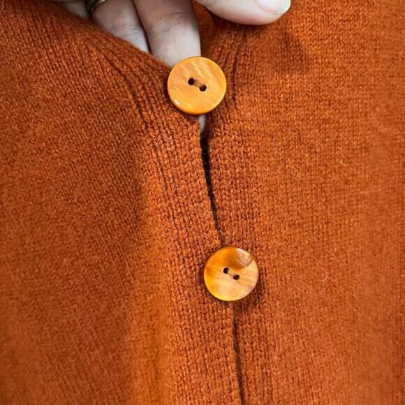 Gudrun Sjoden 100% Wool Knit Vest Size L Rust Orange Button Front Lagenlook - Picture 2 of 4